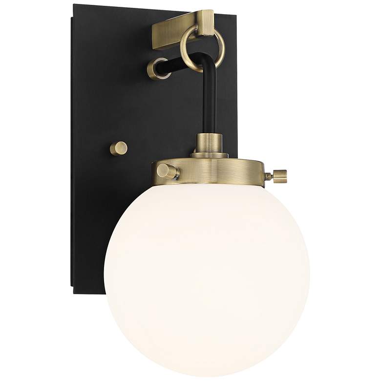 Image 2 Possini Euro Olean 11 inchH Black and Antique Brass Wall Sconce