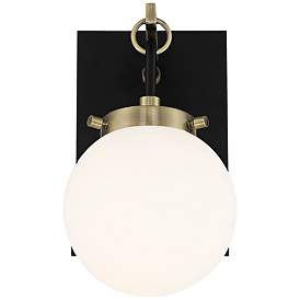 Image4 of Possini Euro Olean 11"H Black and Antique Brass Wall Sconce more views
