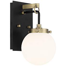 Image5 of Possini Euro Olean 11"H Black and Antique Brass Wall Sconce more views