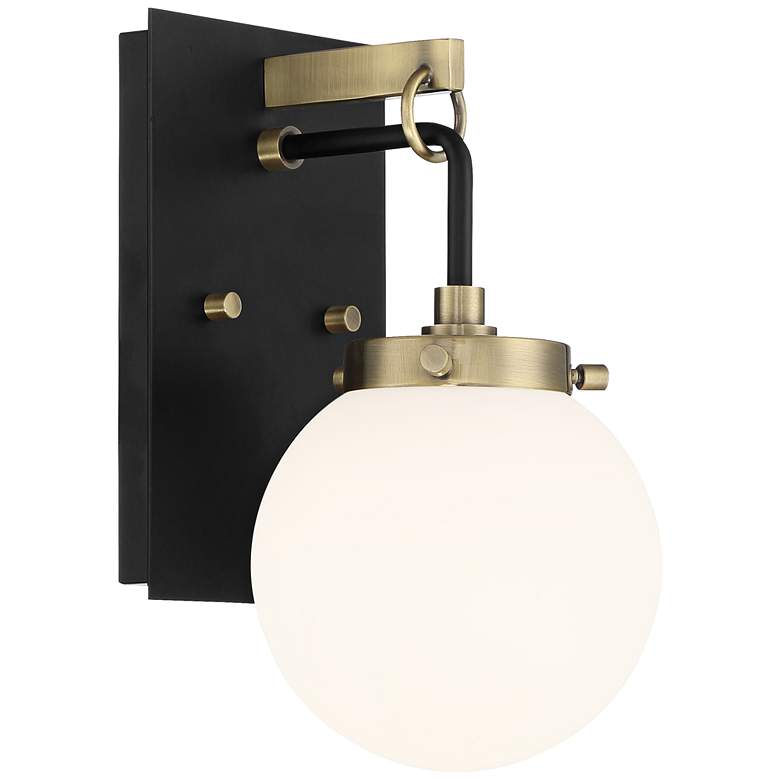 Image 5 Possini Euro Olean 11"H Black and Antique Brass Wall Sconce more views