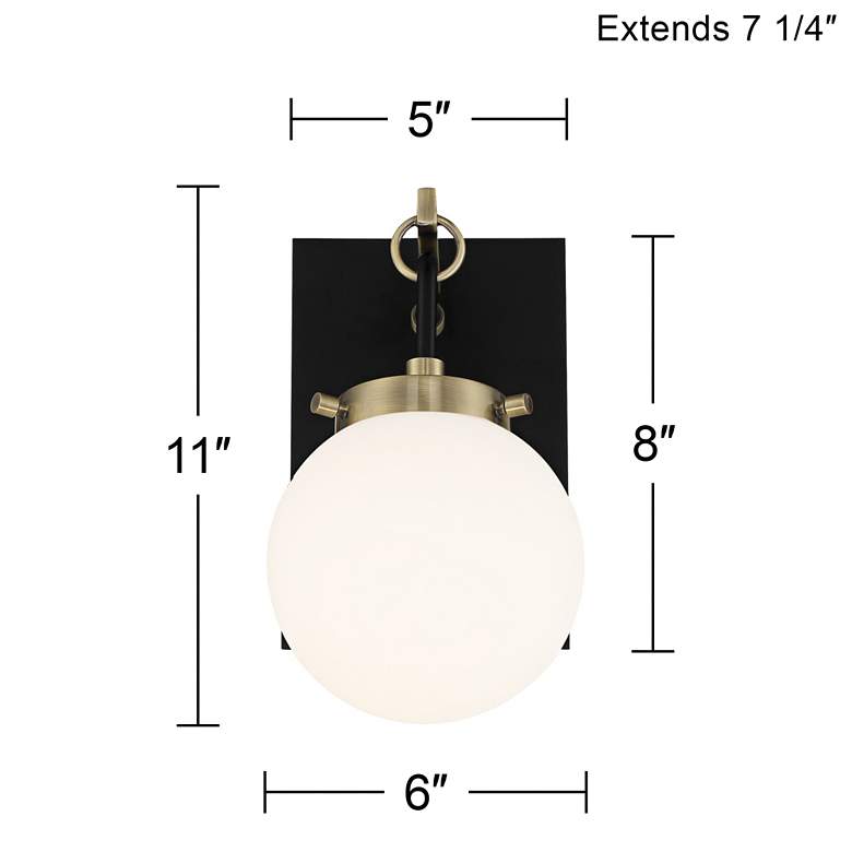 Image 7 Possini Euro Olean 11 inchH Black and Antique Brass Wall Sconce more views