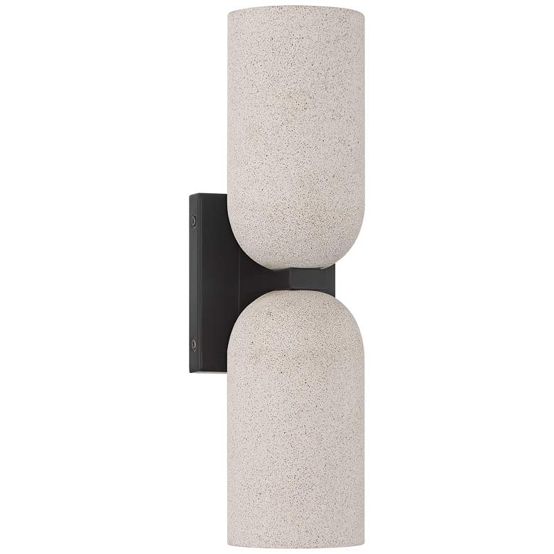 Image 1 Possini Euro Olethra 15" High Black and Cement 2-Light LED Wall Sconce