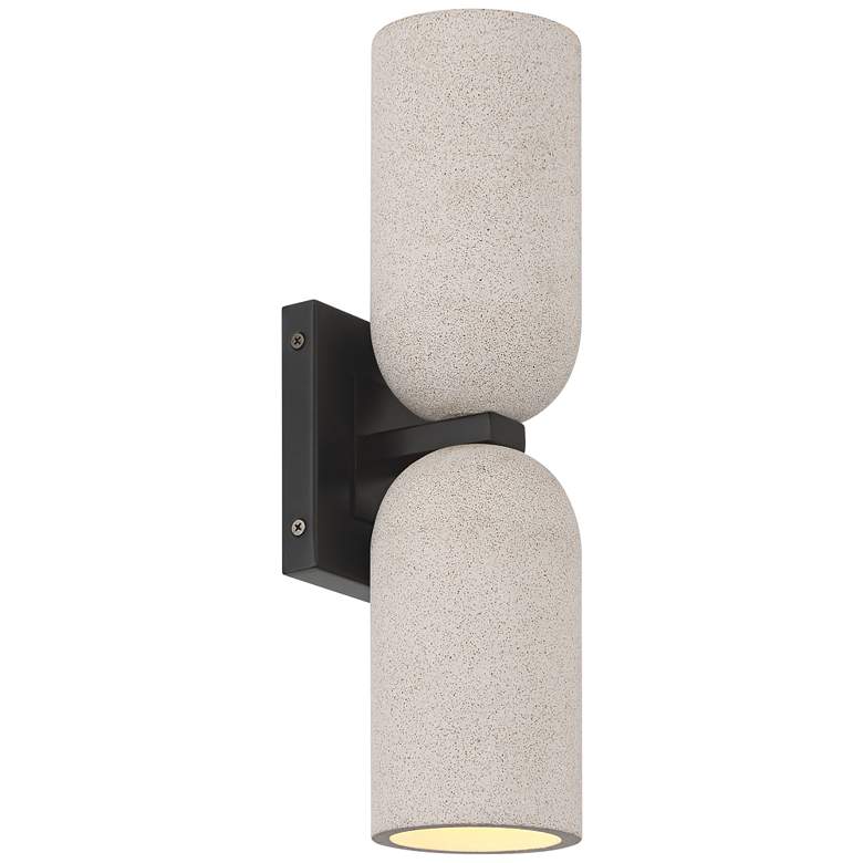 Image 6 Possini Euro Olethra 15"H Cement 2-Light LED Wall Sconce Set of 2 more views