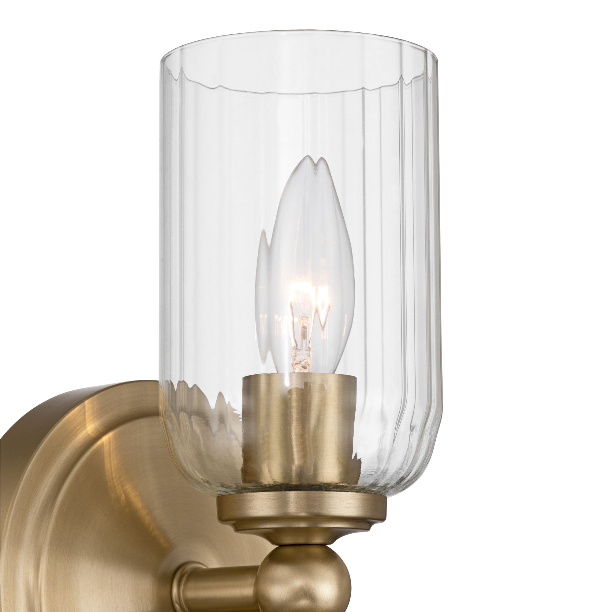 Image 3 Possini Euro Oliver 13"H Satin Brass Fluted Glass 2-Light Wall Sconce more views