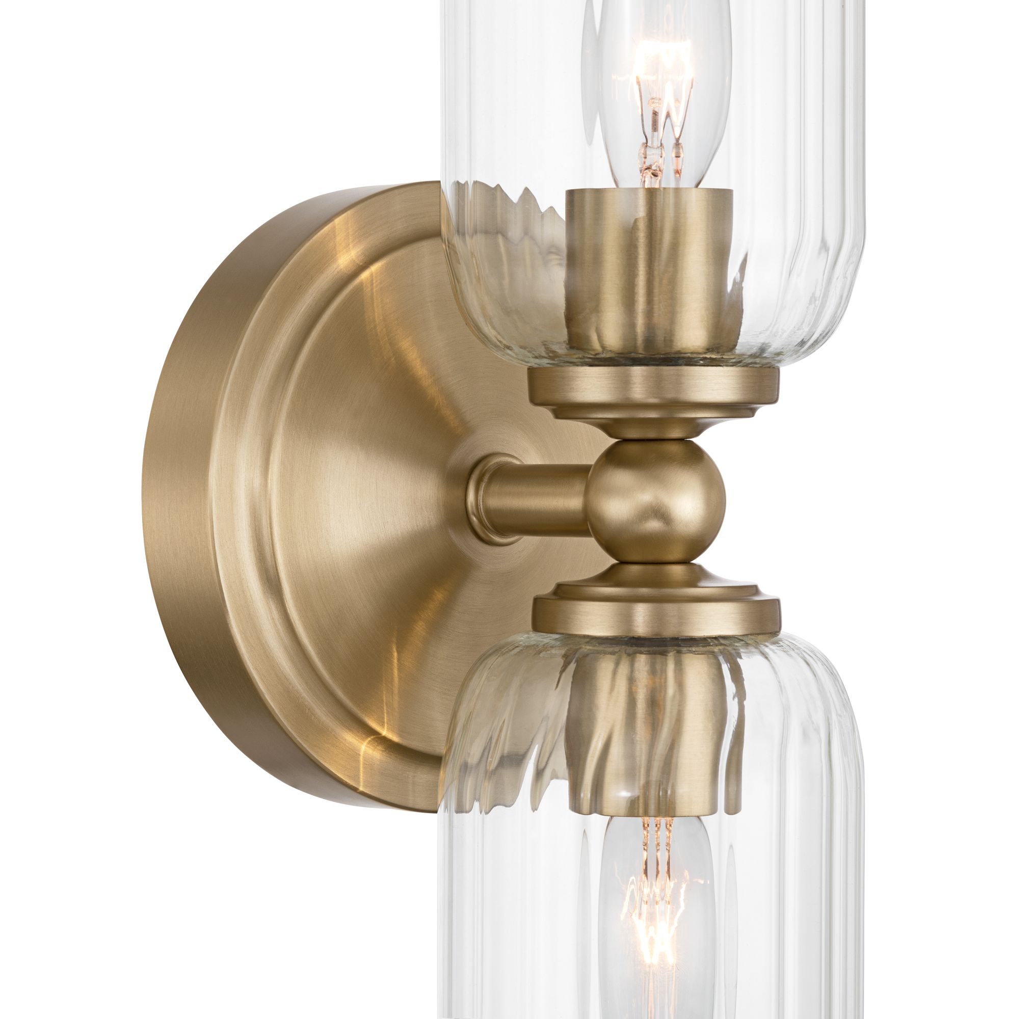 Image 4 Possini Euro Oliver 13"H Satin Brass Fluted Glass 2-Light Wall Sconce more views