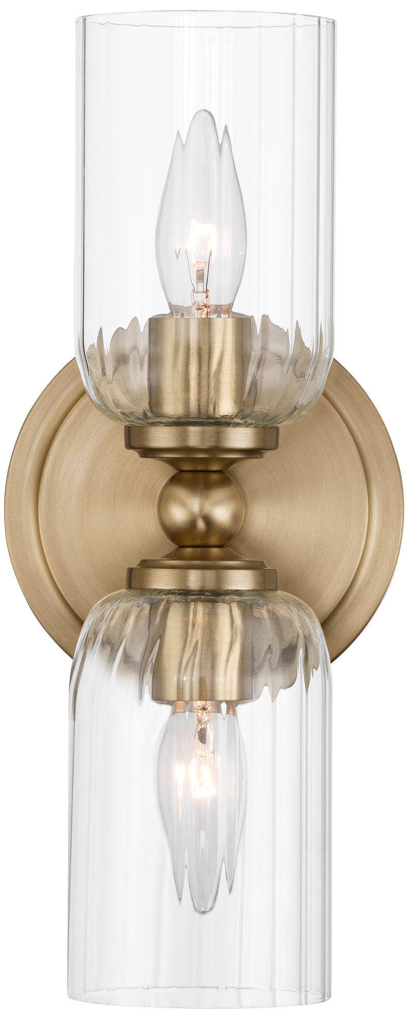 Image 5 Possini Euro Oliver 13"H Satin Brass Fluted Glass 2-Light Wall Sconce more views