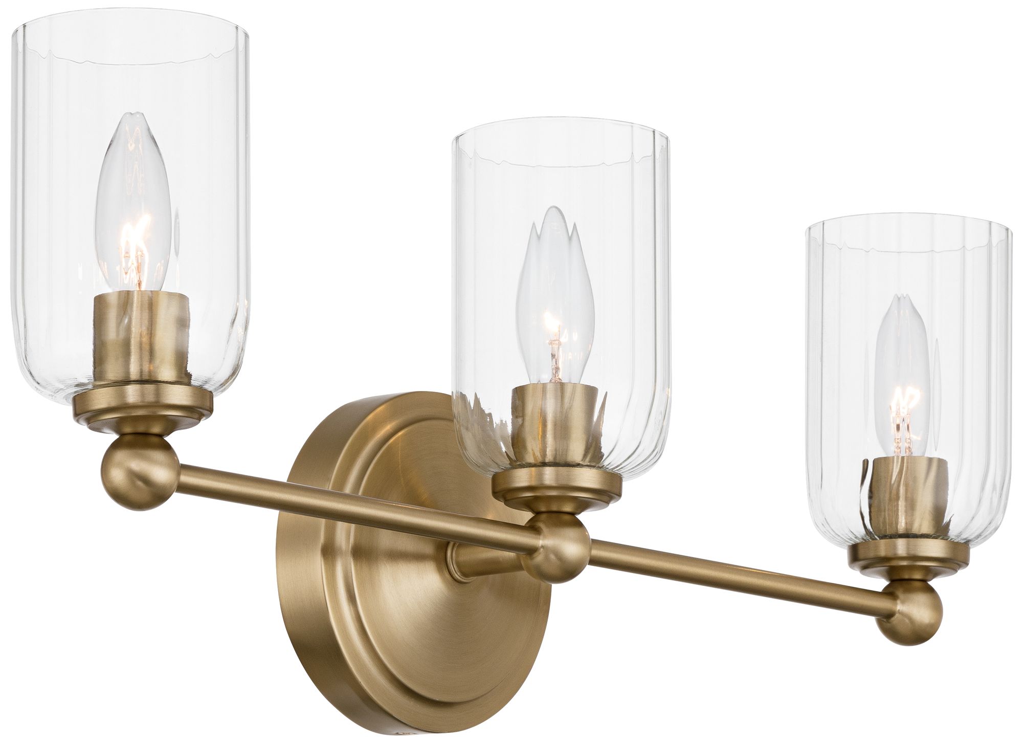 Possini Euro Oliver 21 3/4"W Satin Brass and Glass 3-Light Bath Light