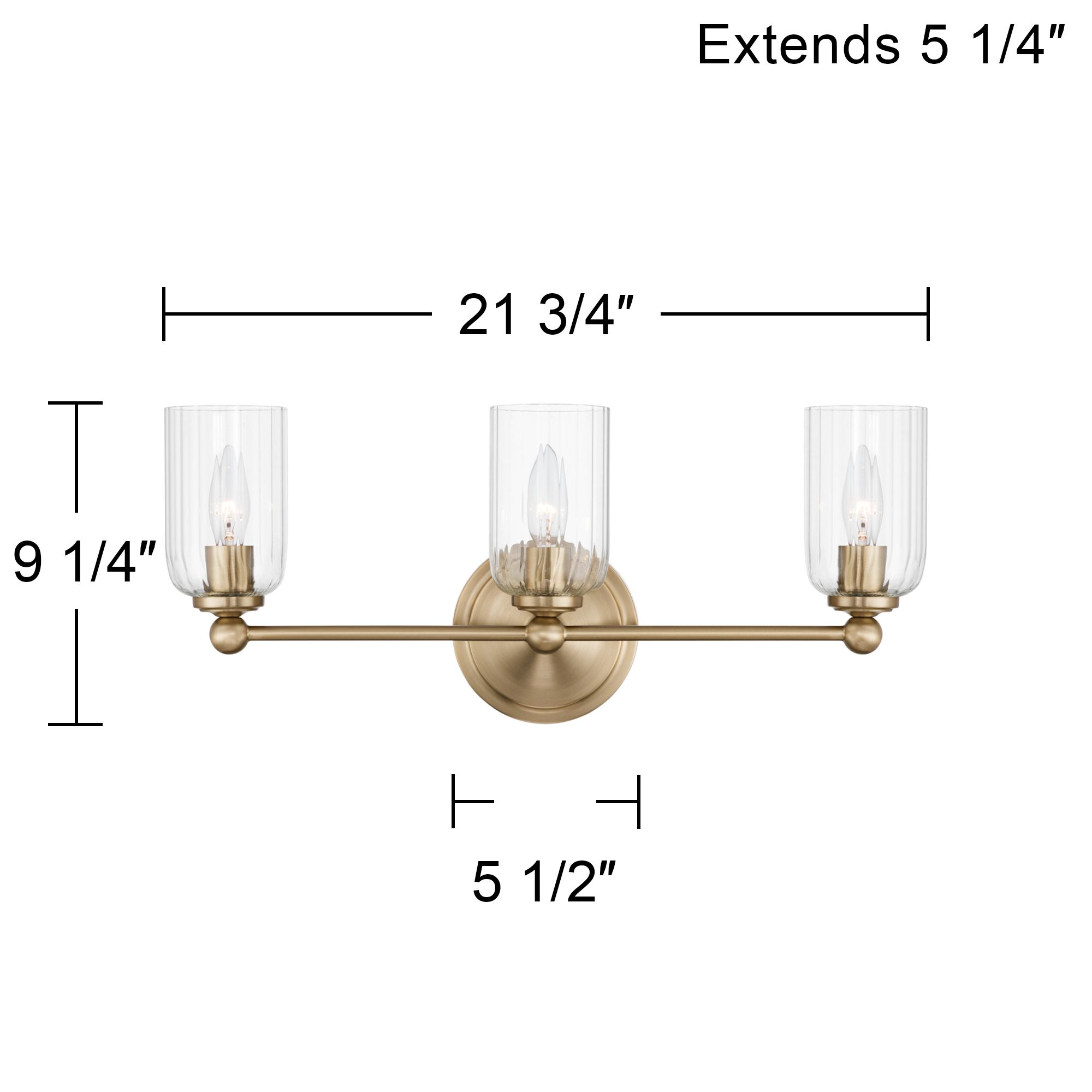 Possini Euro Oliver 21 3/4"W Satin Brass and Glass 3-Light Bath Light