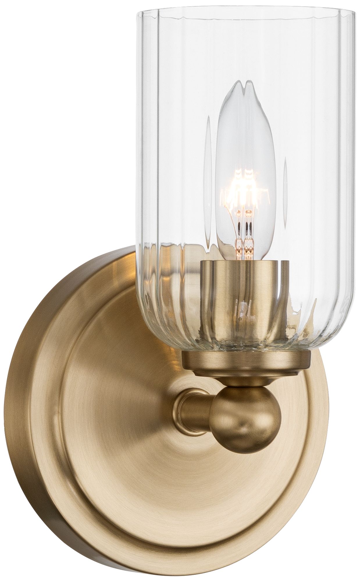 Possini Euro Oliver 9 1/4"H Satin Brass and Fluted Glass Wall Sconce