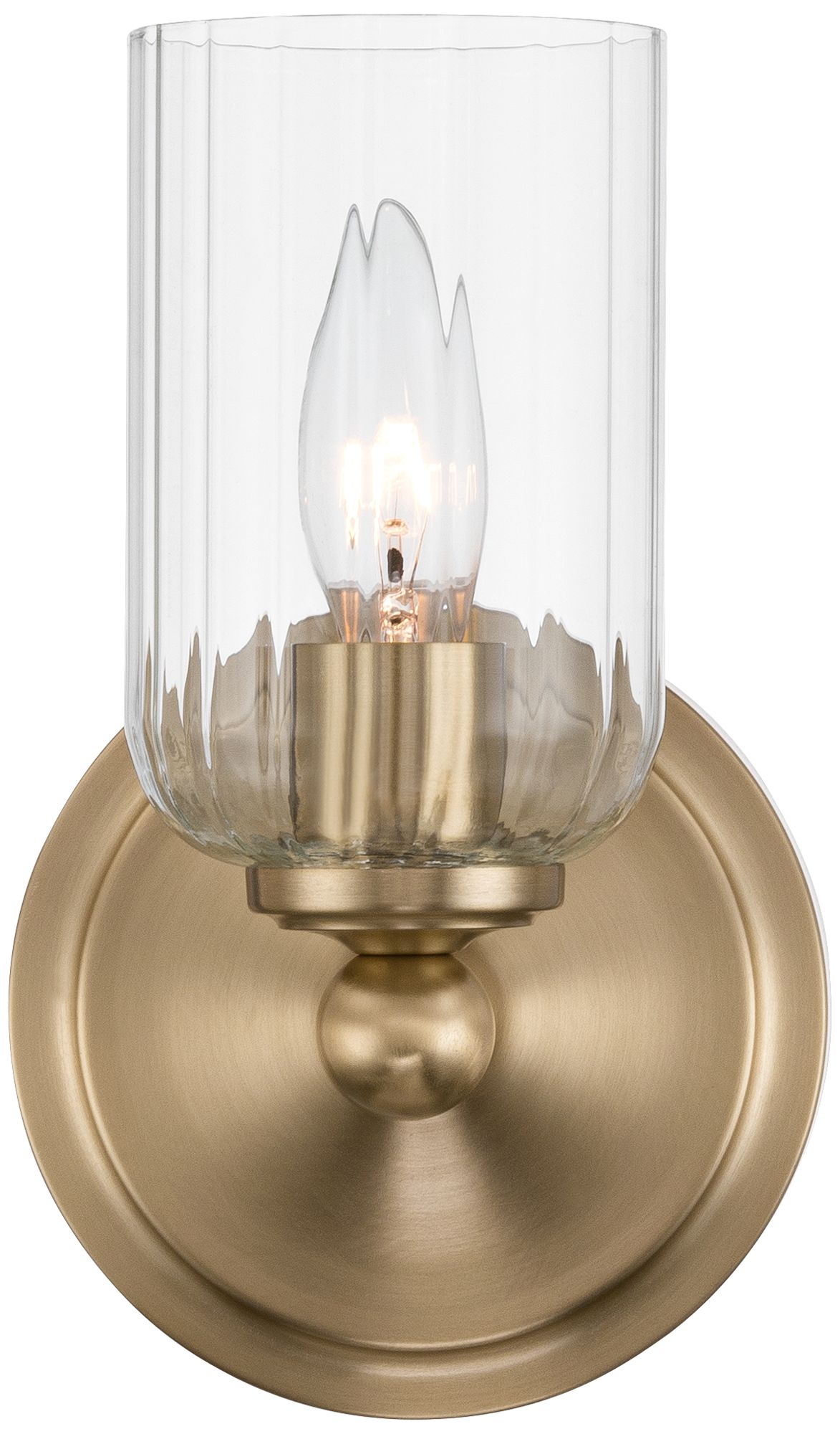 Image 5 Possini Euro Oliver 9 1/4"H Satin Brass and Fluted Glass Wall Sconce more views
