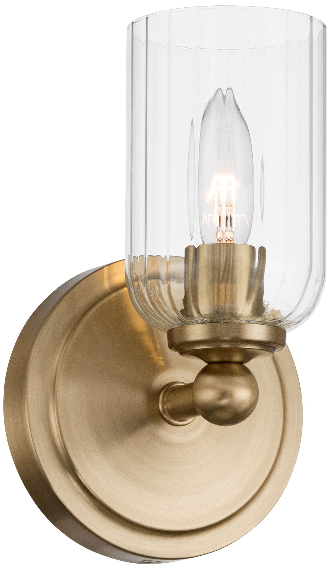 Image 6 Possini Euro Oliver 9 1/4"H Satin Brass and Fluted Glass Wall Sconce more views