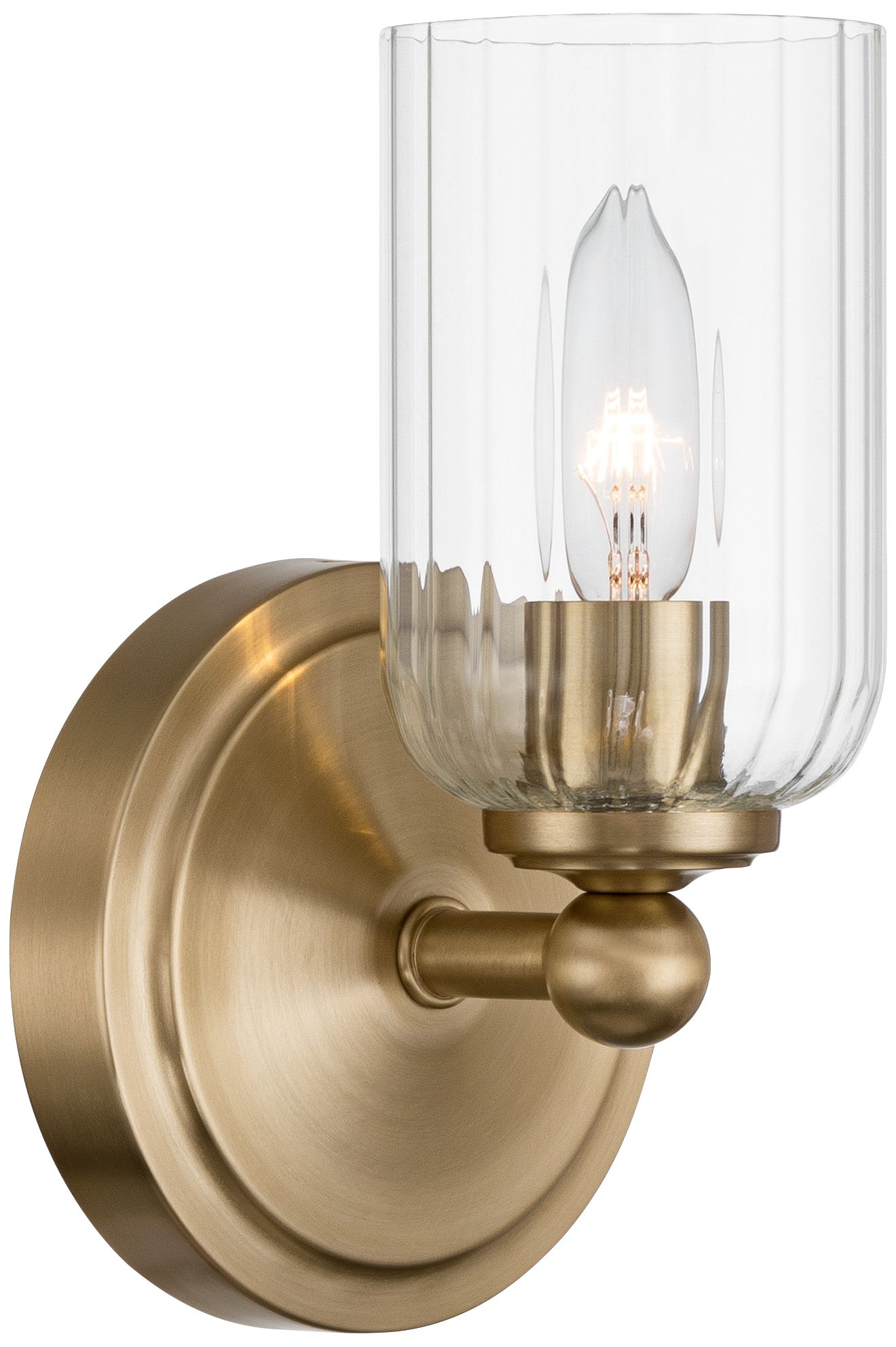 Image 7 Possini Euro Oliver 9 1/4"H Satin Brass and Fluted Glass Wall Sconce more views
