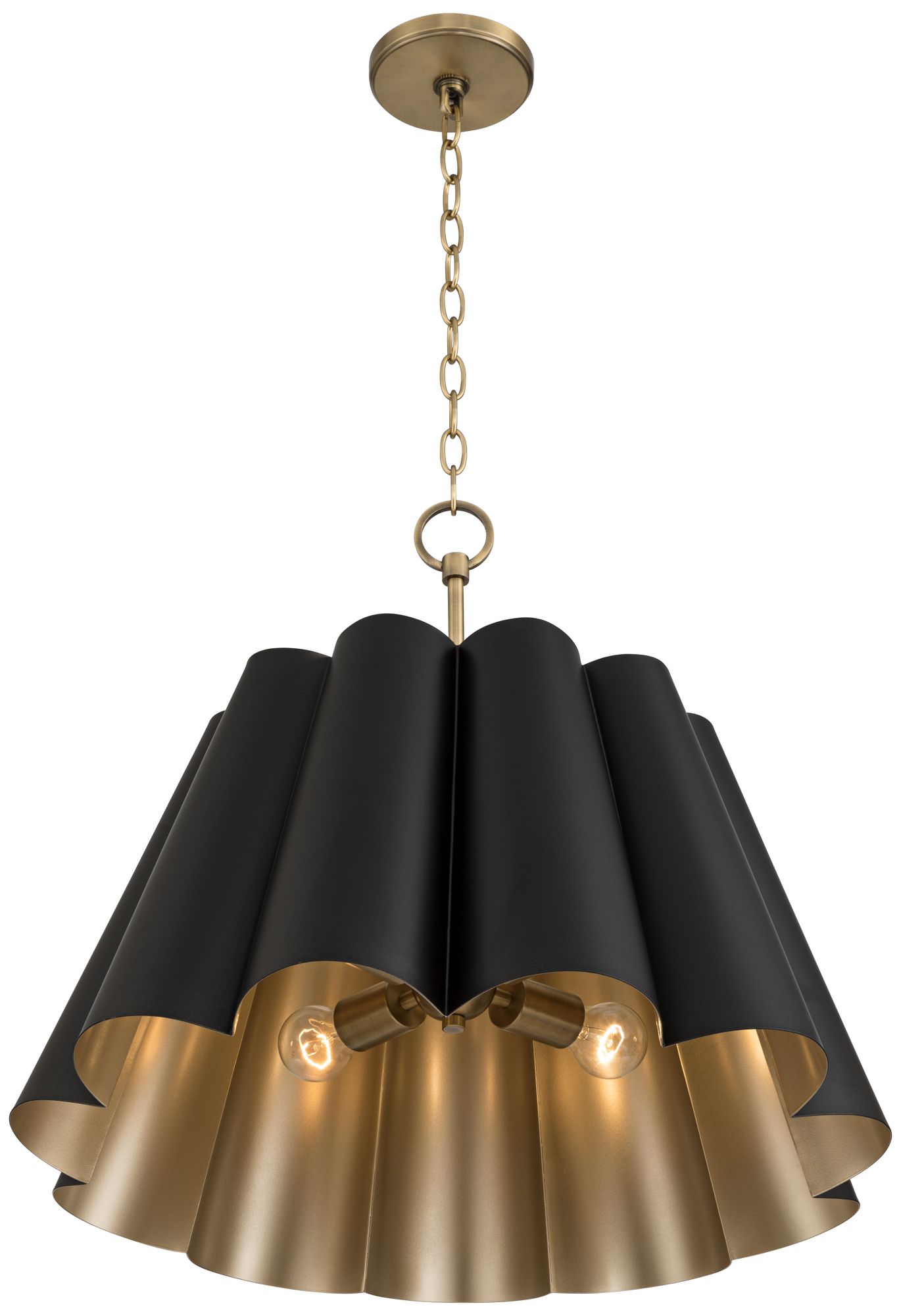 Possini Euro Olmos 24" Wide Black and Gold 4-Light Metal Pendant Light in scene