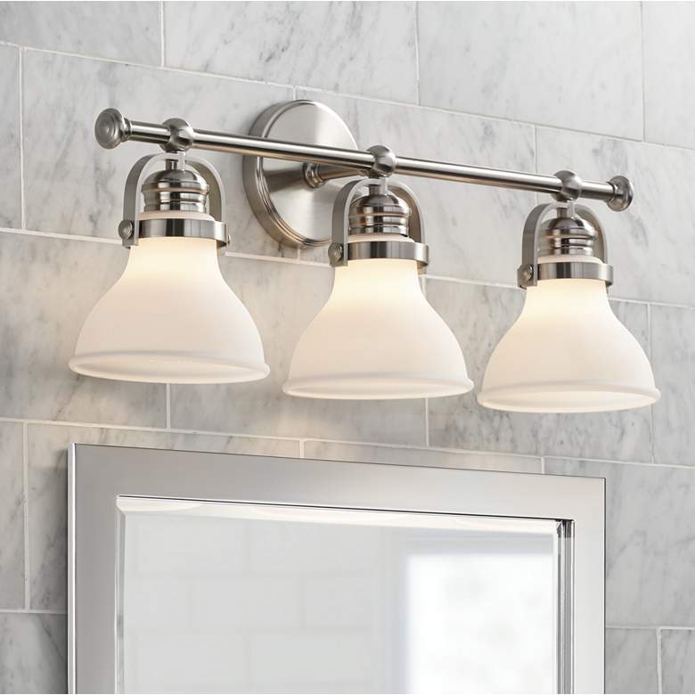 Image 1 Possini Euro Olsen 24" Wide Satin Nickel 3-Light Bath Light