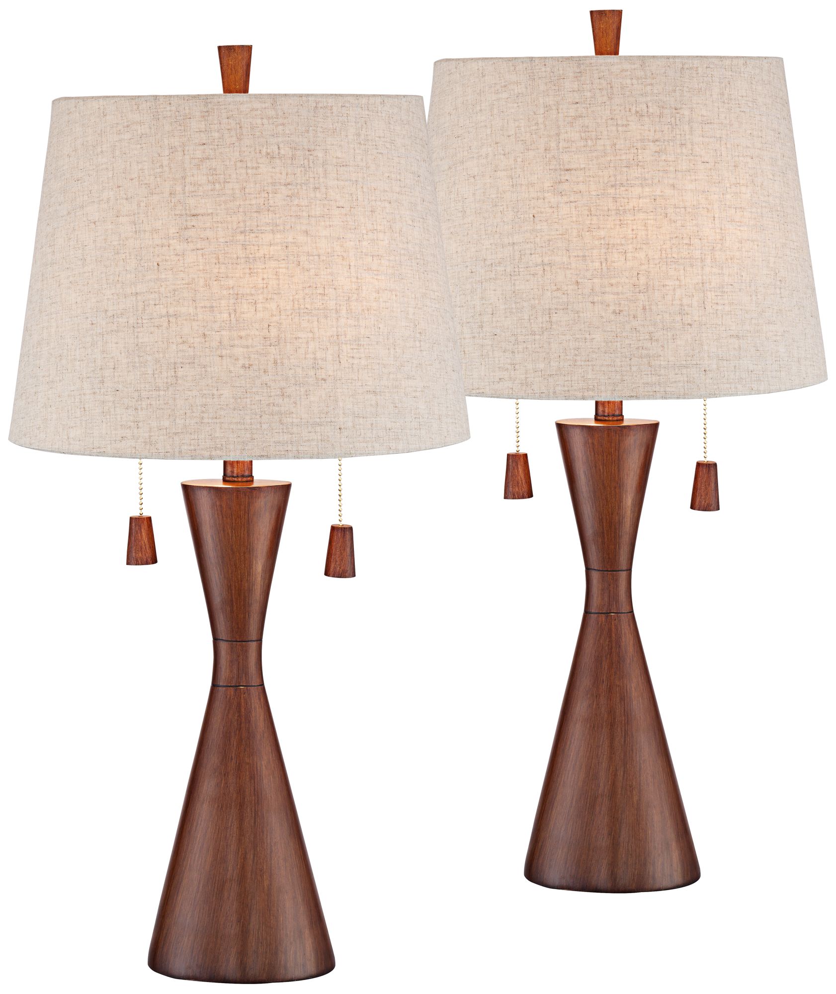 Image 2 Possini Euro Omar 28 3/4" Faux Wood Modern Hourglass Lamps Set of 2
