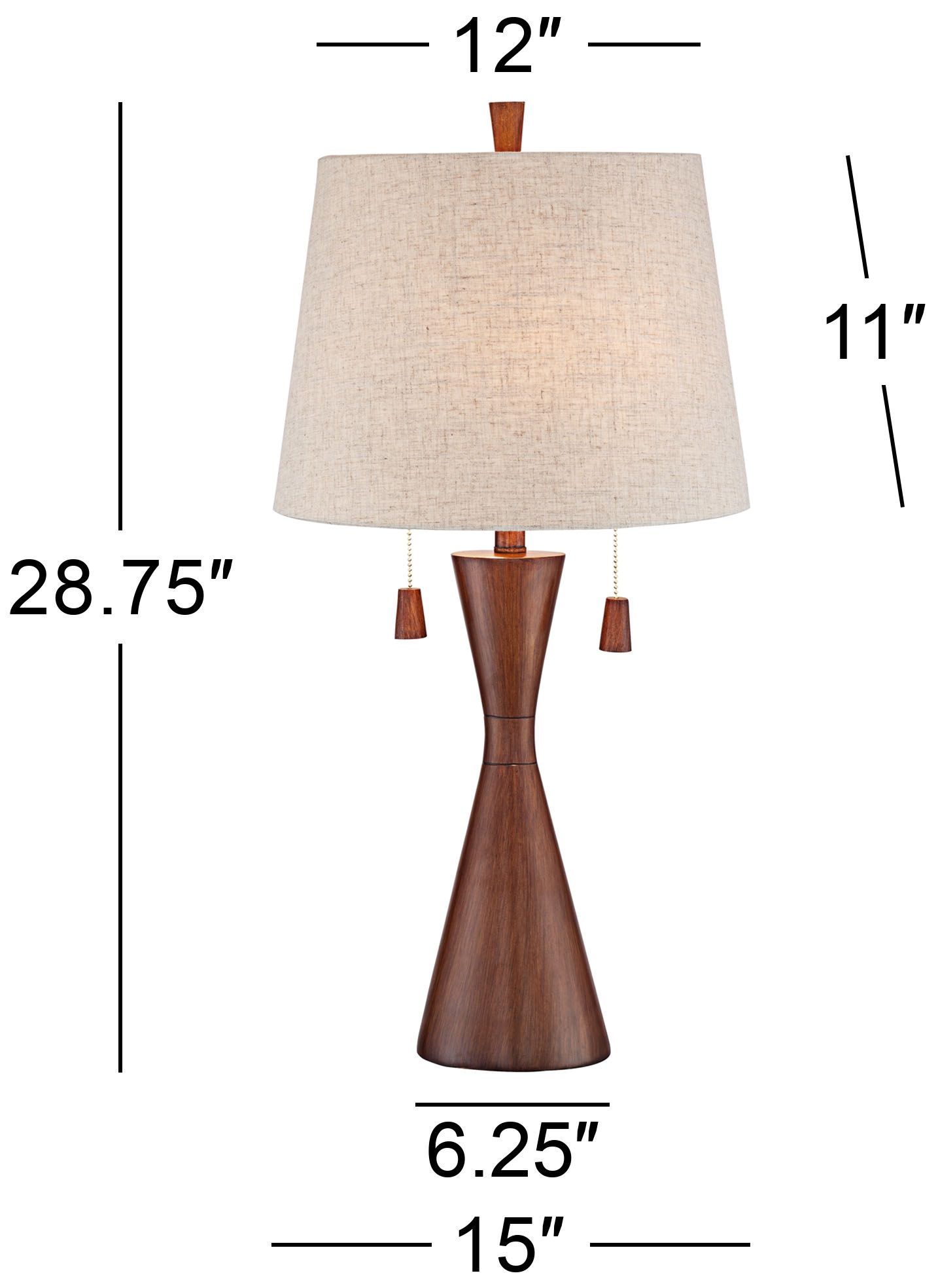 Image 6 Possini Euro Omar 28 3/4" Faux Wood Modern Hourglass Lamps Set of 2 more views
