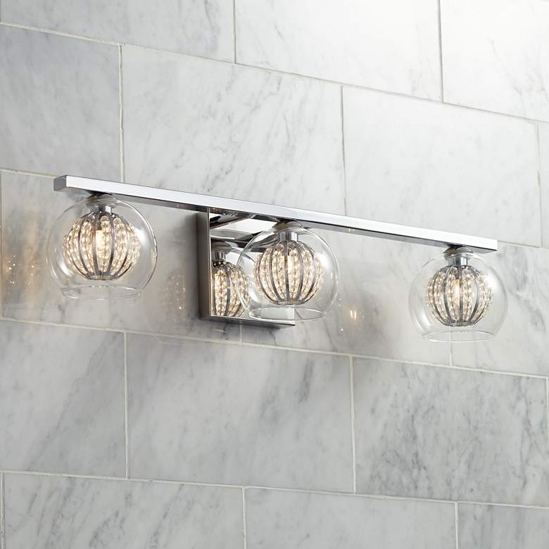 Image 1 Possini Euro Onida 23 1/4" Wide Crystal Glass Bath Light