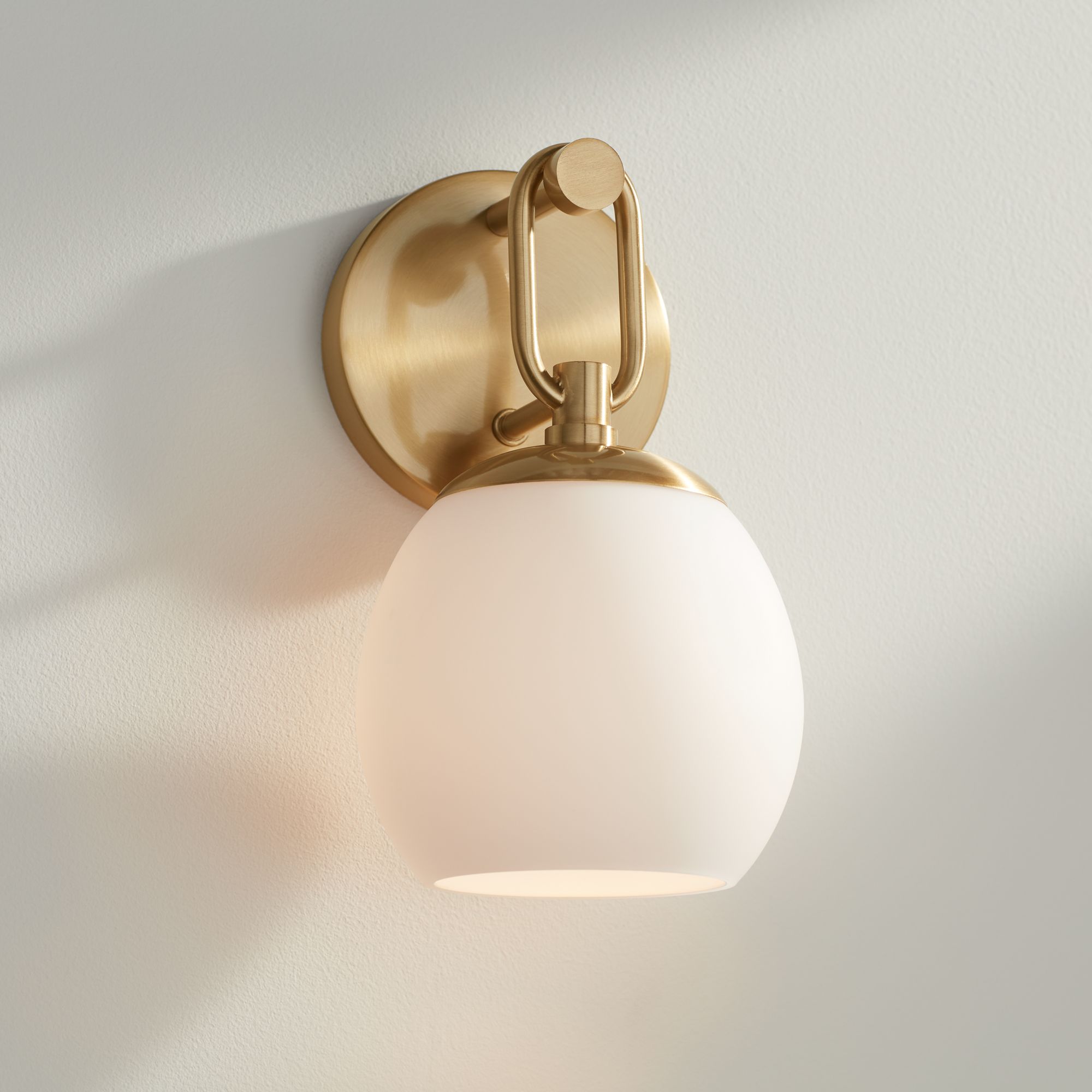 Image Possini Euro Opal 10 1/2" High Warm Brass Wall Sconce