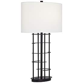 Image2 of Possini Euro Open Grid 29 1/2" High Black Metal USB Table Lamp