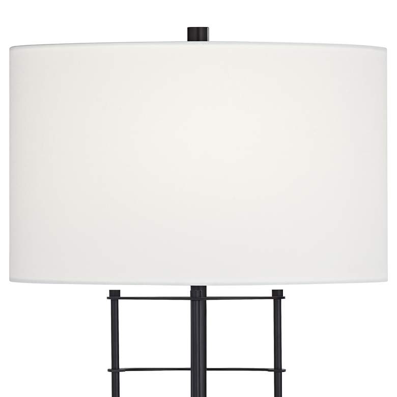 Image 4 Possini Euro Open Grid 29 1/2" High Black Metal USB Table Lamp more views