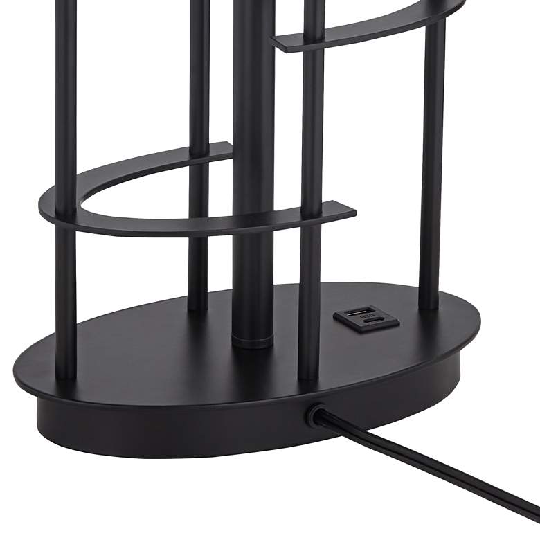Image 7 Possini Euro Open Grid 29 1/2" High Black Metal USB Table Lamp more views