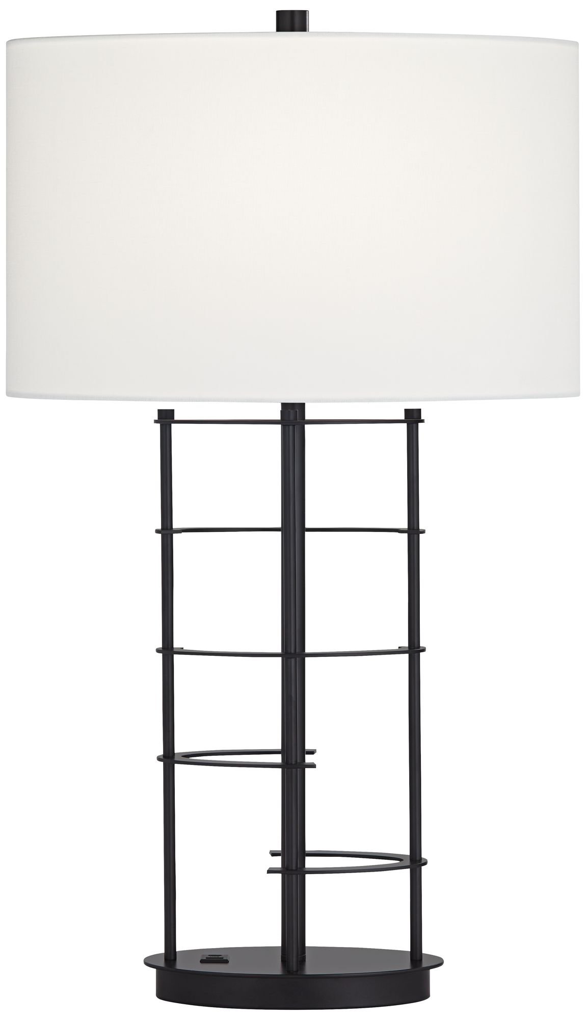 Possini Euro Open Grid 29 1/2" High Black Metal USB Table Lamp