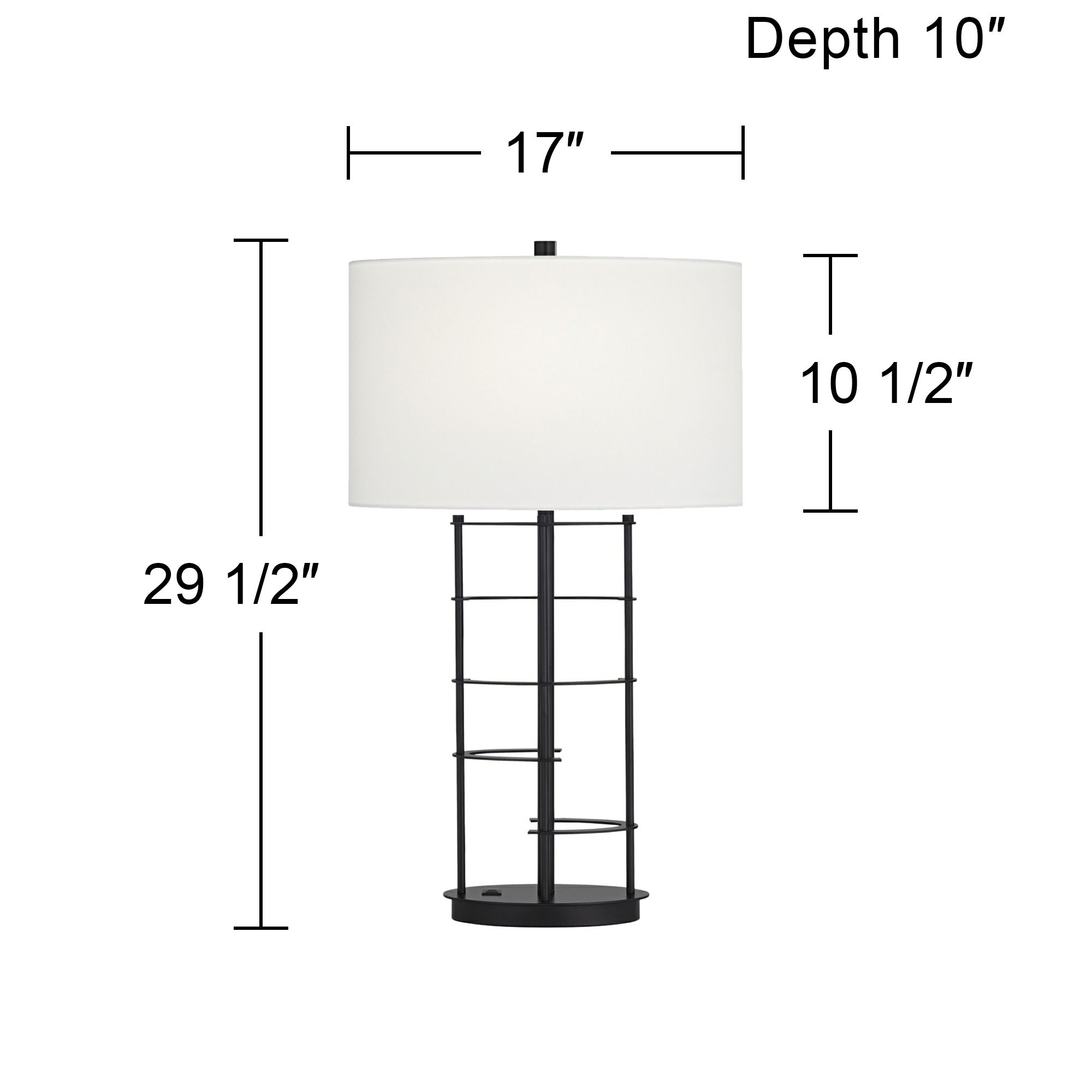 Possini Euro Open Grid 29 1/2" High Black Metal USB Table Lamp
