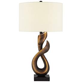 Image2 of Possini Euro Open Infinity 30" Sculptural Dark Gold Modern Table Lamp