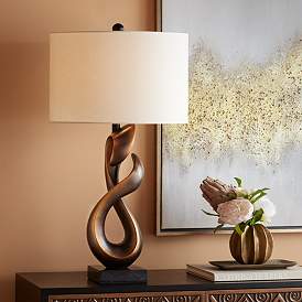 Image1 of Possini Euro Open Infinity 30" Sculptural Dark Gold Modern Table Lamp