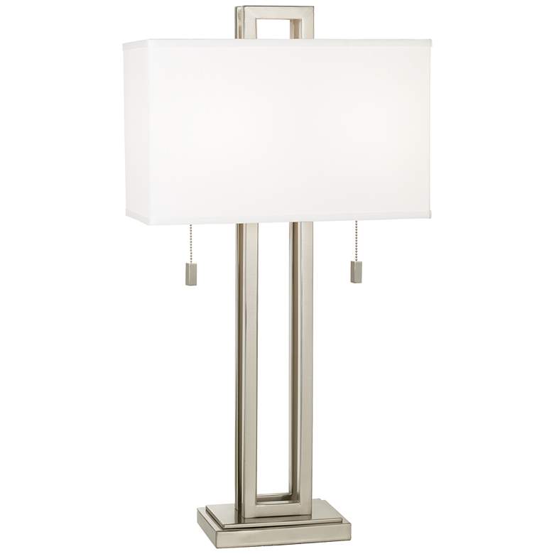 Image 2 Possini Euro Open Rectangle 30 inch Brushed Nickel Table Lamp