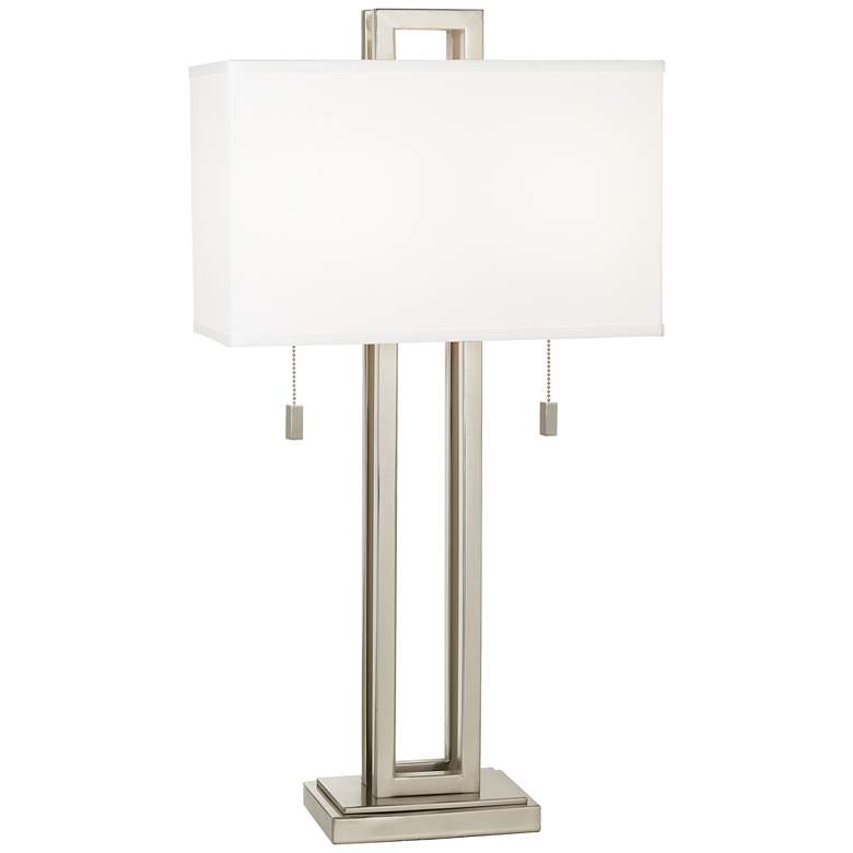 Image 2 Possini Euro Open Rectangle 30" Brushed Nickel Table Lamp