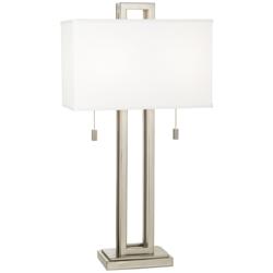 Possini Euro Open Rectangle 30&quot; Brushed Nickel Table Lamp
