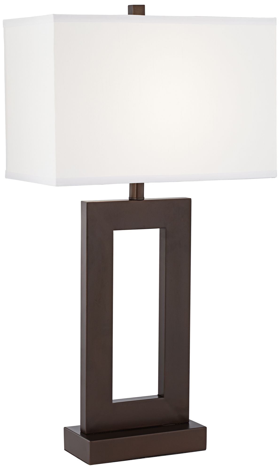 Possini Euro Open Window Rectangular Bronze Table Lamp with USB Cord Dimmer