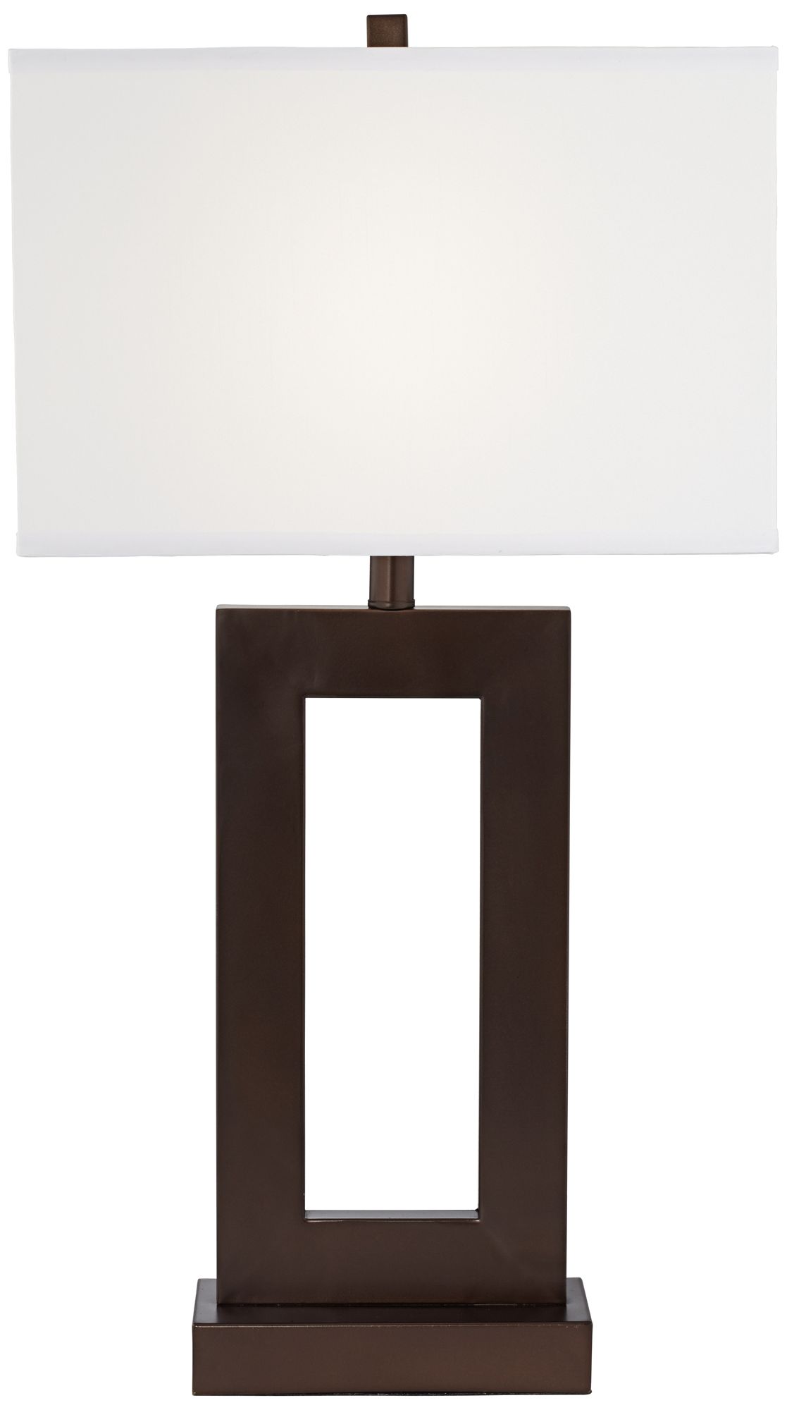 Image 7 Possini Euro Open Window Rectangular Bronze Table Lamp with USB Cord Dimmer more views