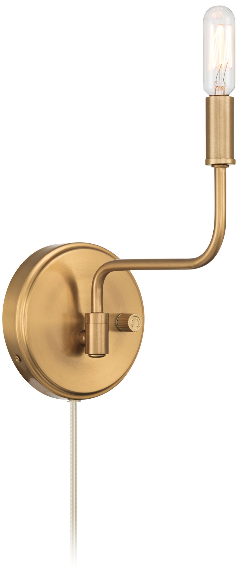 Image 4 Possini Euro Ophelia 9 1/2"H Warm Brass Plug-in Swing-Arm Wall Sconce more views