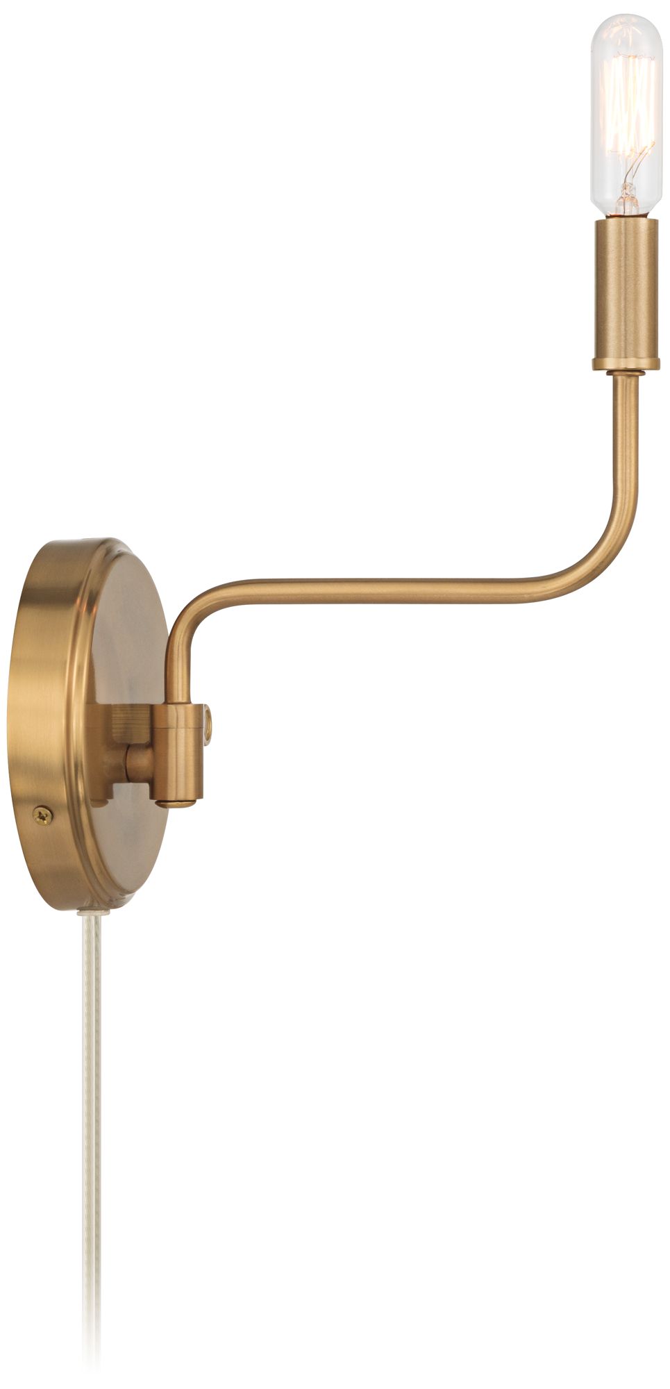Image 5 Possini Euro Ophelia 9 1/2"H Warm Brass Plug-in Swing-Arm Wall Sconce more views