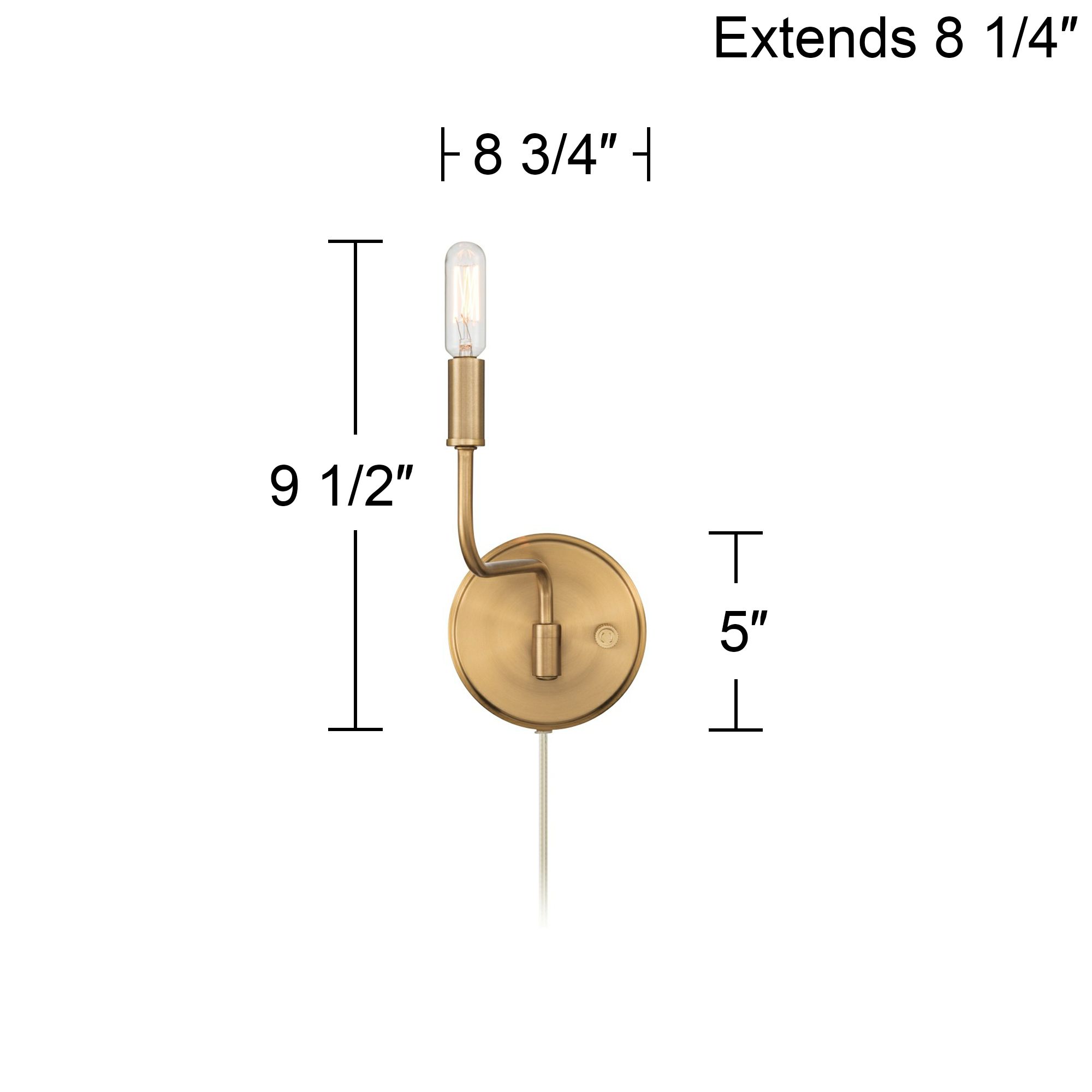 Image 7 Possini Euro Ophelia 9 1/2"H Warm Brass Plug-in Swing-Arm Wall Sconce more views