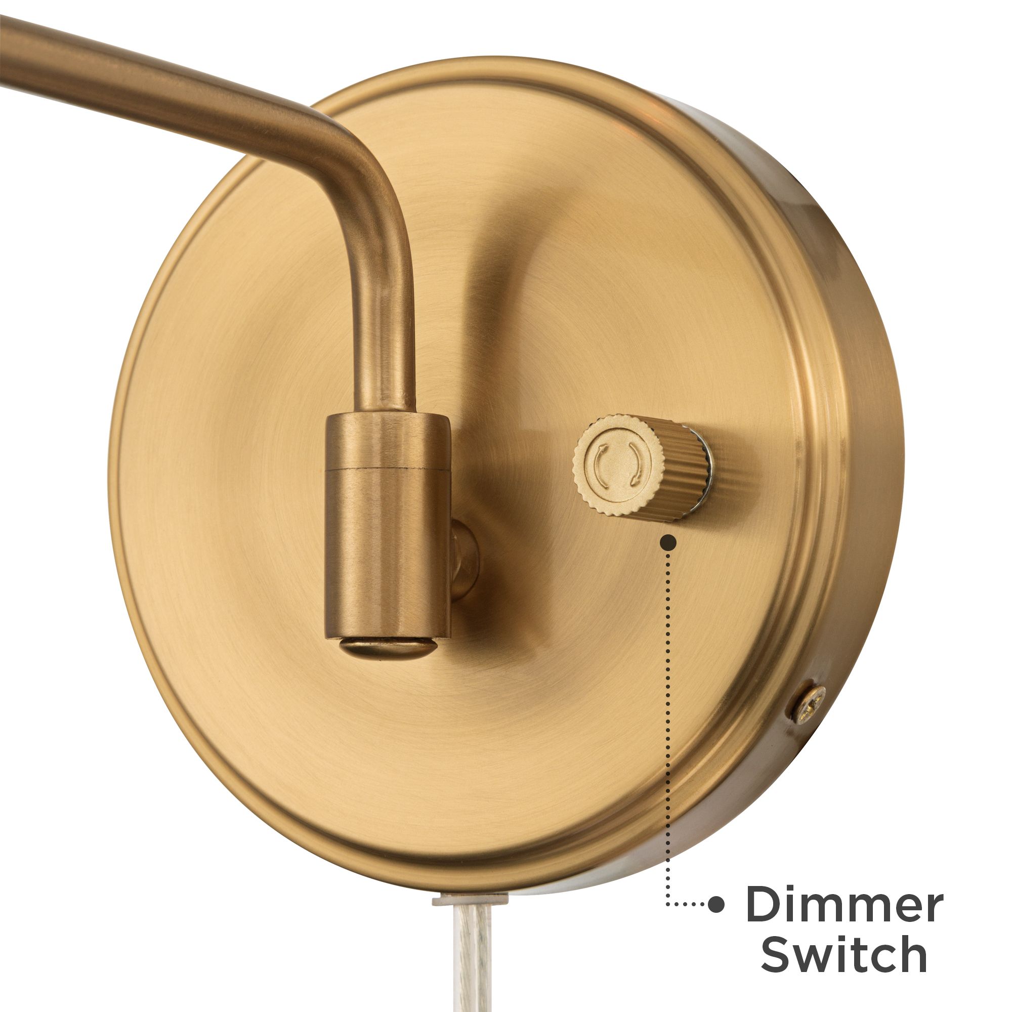 Image 3 Possini Euro Ophelia 9 1/2"H Warm Brass Plug-in Swing-Arm Wall Sconce more views