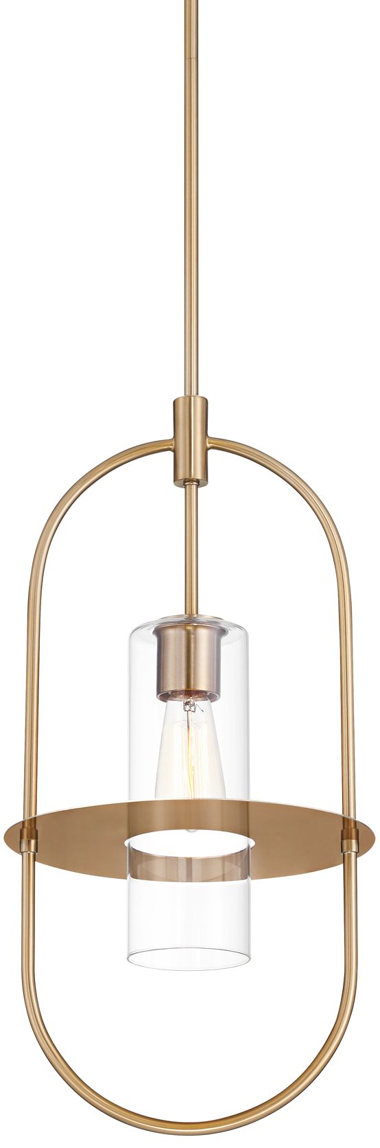 Thumbnail2 of Possini Euro Optimus 12" Wide Warm Brass Oval Mini Pendant