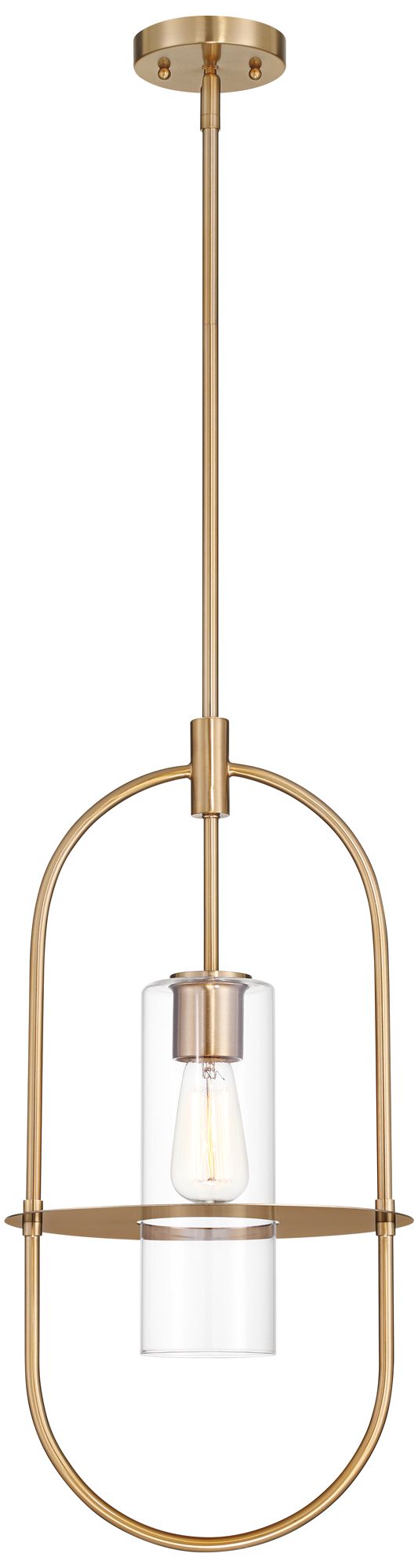Possini Euro Optimus 12" Wide Warm Brass Oval Mini Pendant