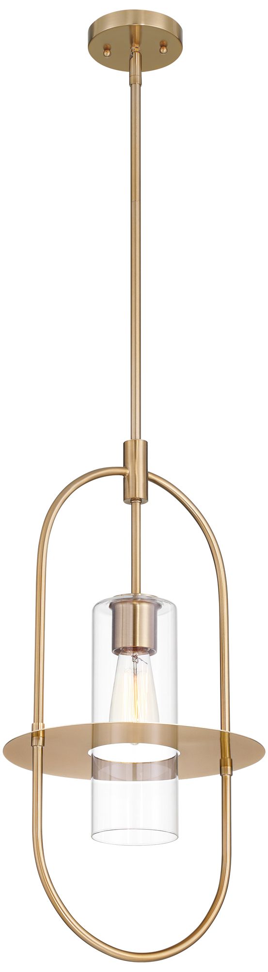 Possini Euro Optimus 12" Wide Warm Brass Oval Mini Pendant