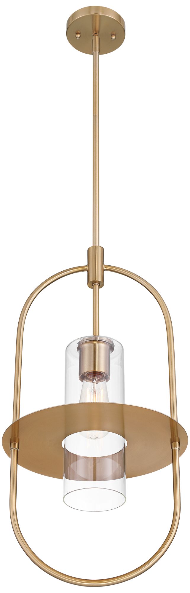Possini Euro Optimus 12" Wide Warm Brass Oval Mini Pendant
