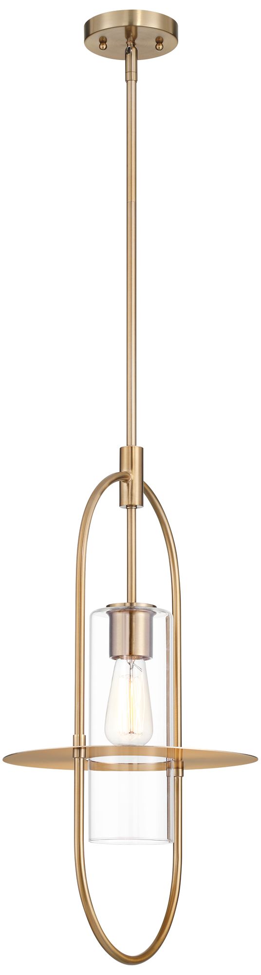 Possini Euro Optimus 12" Wide Warm Brass Oval Mini Pendant