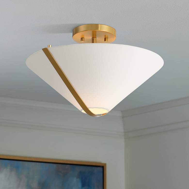 Image 1 Possini Euro Oracle 16" Wide Warm Brass Ceiling Light