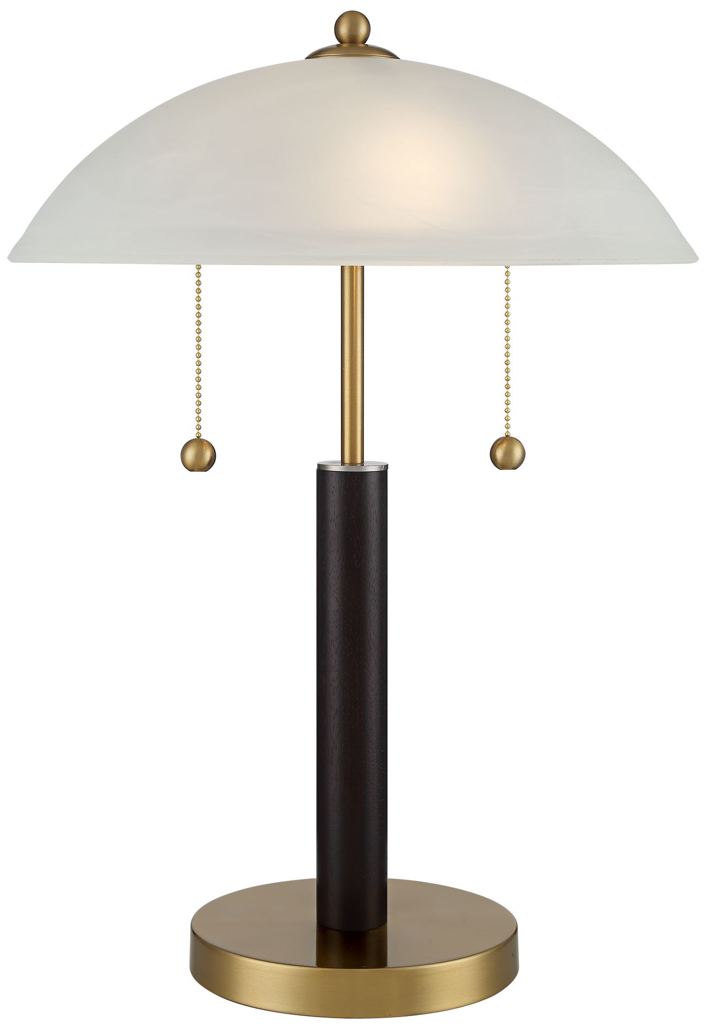Image 3 Possini Euro Orbital 19 1/2" Wood and Gold Modern Dome Pull Chain Lamp