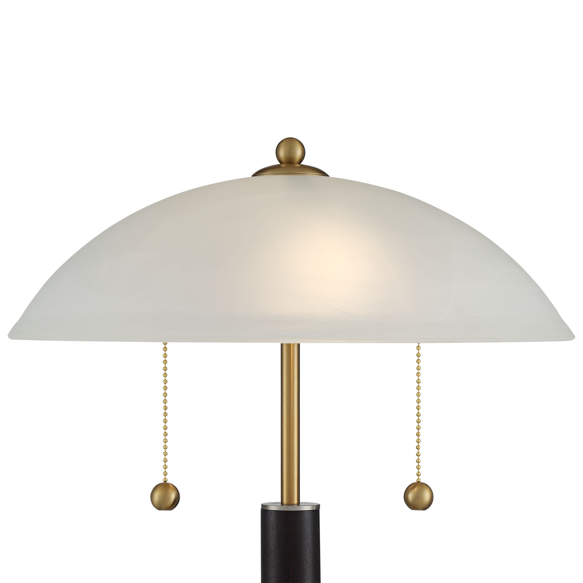 Image 4 Possini Euro Orbital 19 1/2" Wood and Gold Modern Dome Pull Chain Lamp more views
