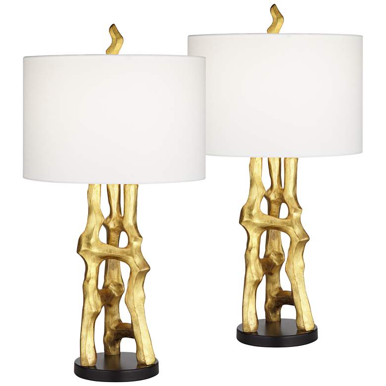 Image 2 Possini Euro Organic 29 inch High Gold Sculpture Table Lamps Set of 2