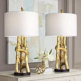 Image1 of Possini Euro Organic 29" High Gold Sculpture Table Lamps Set of 2