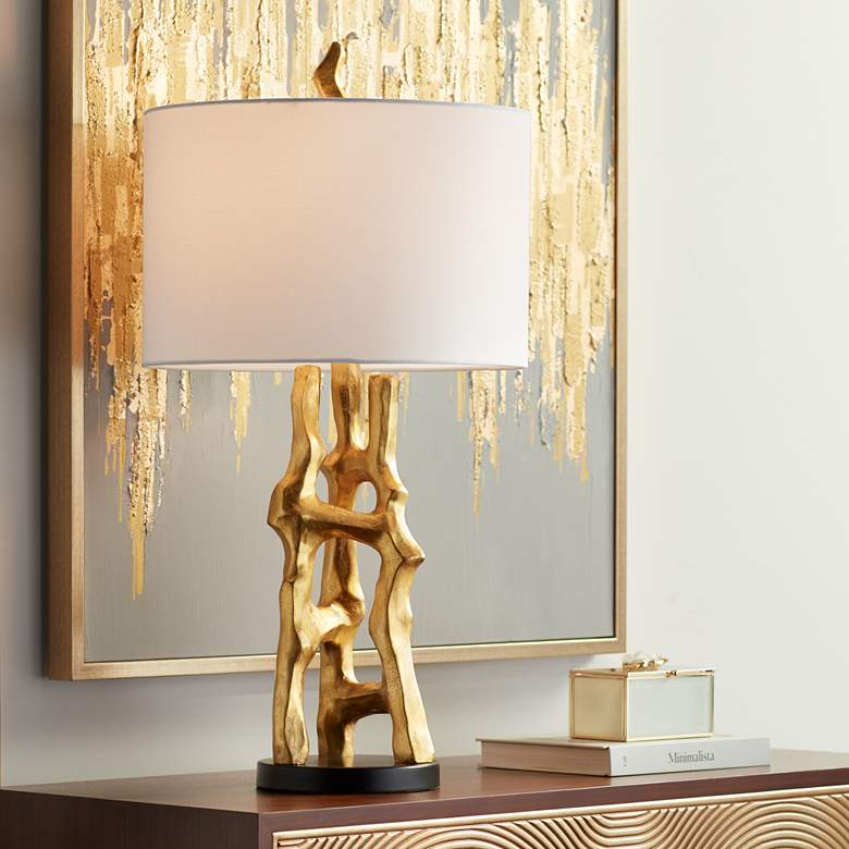 Image 1 Possini Euro Organic Sculpture 29" High Modern Gold Table Lamp