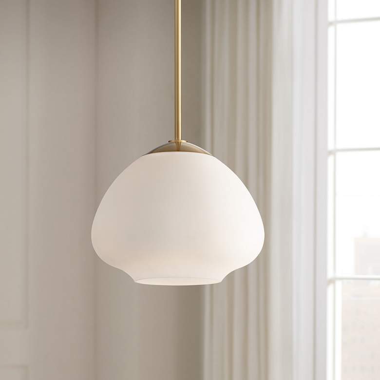 Image 1 Possini Euro Orilla 11 3/4" Wide Brass and Opal Glass Mini Pendant